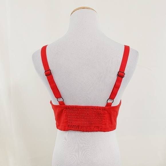 Urban Outfitters Amanda Linen crop top bright red size medium - Picture 3 of 6
